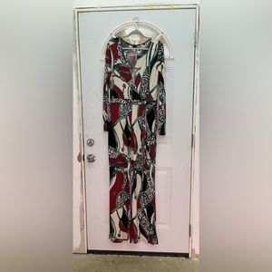 GIBIU USA  Women's Plus Geometric  V-Neck Surplice   Long Jumpsuits Size 2XL